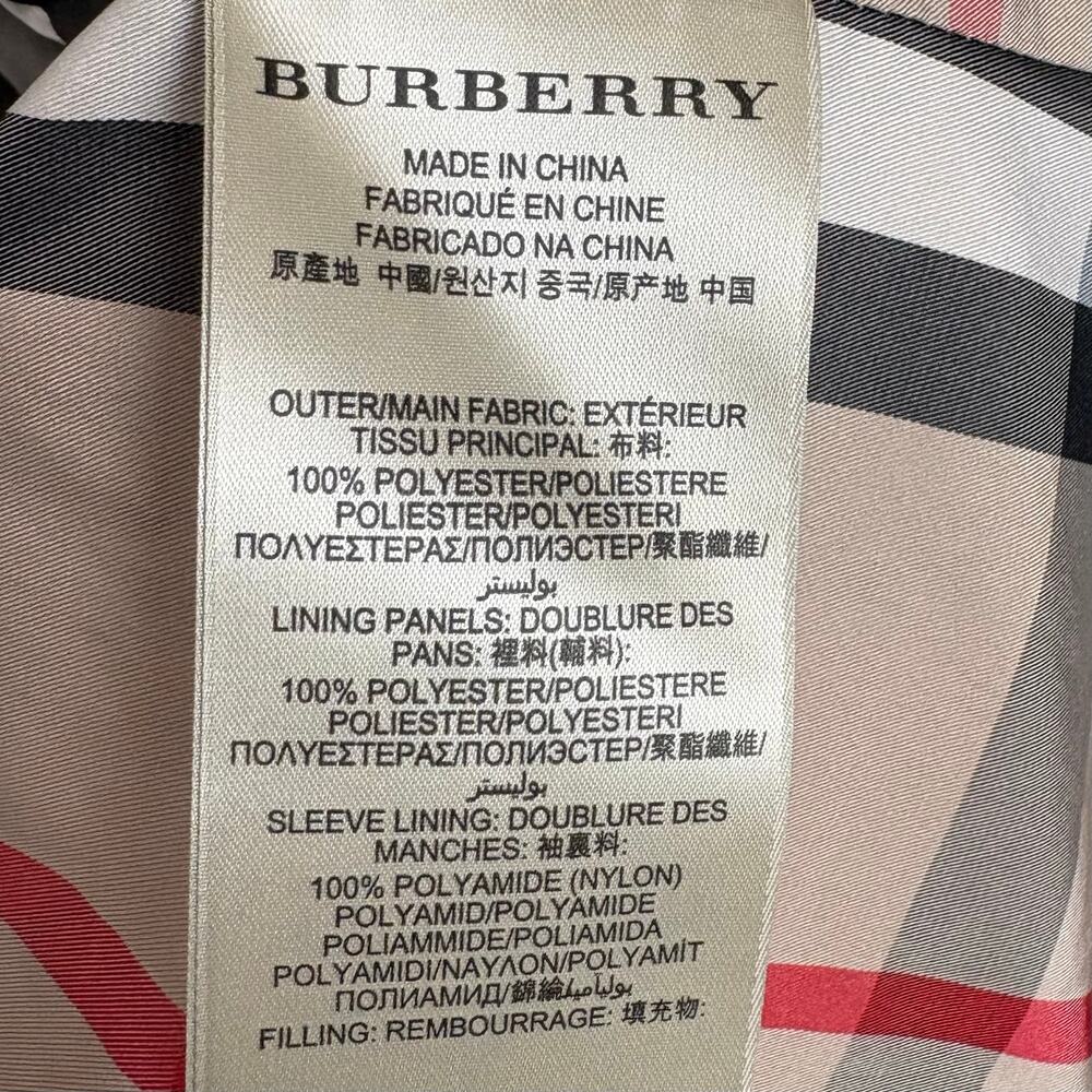 Burberry Brit Down Puffer Coat Removable Hood Adjustable Belt Black Size Medium - Picture 6 of 16